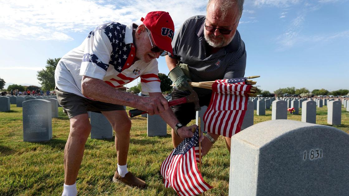 Photos: U.S. flag placement at the Arizona Veterans' Memorial Cemetery at Marana