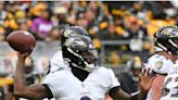 Huntley at practice for Ravens, but Jackson isn't