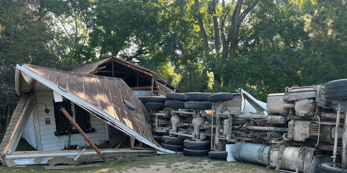 Cement truck overturns, temporarily closes road in Red River Parish