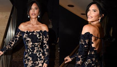 ...Embraces Romanticism in Lace Floral Oscar de la Renta Dress for Kering’s Caring for Women Dinner 2024 During New York Fashion Week