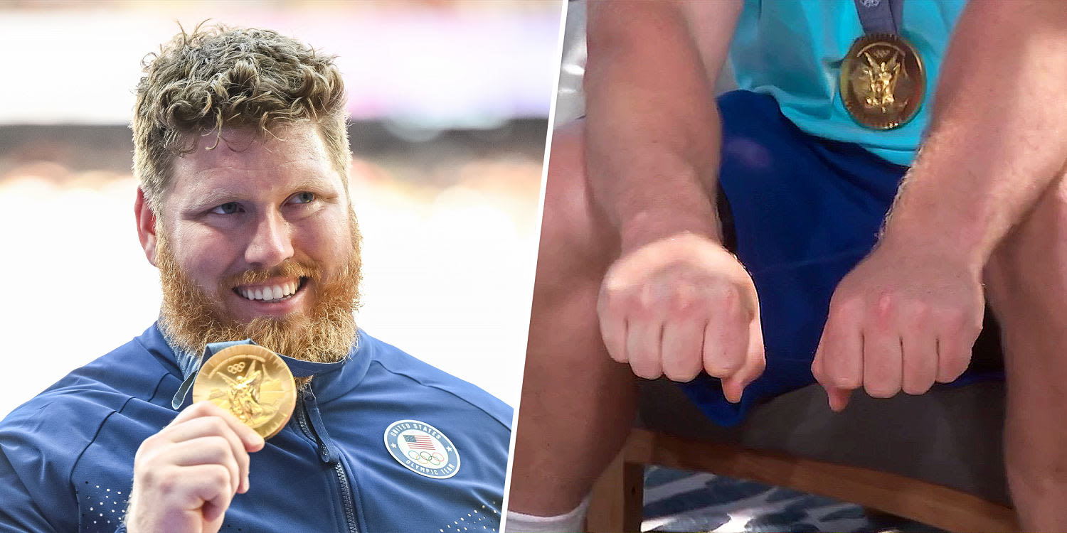 Olympian Ryan Crouser shows off his huge shot put hand and we can’t unsee it