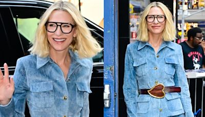 Cate Blanchett Favors Double Denim in Blue Velvet Brandon Maxwell Suit on ‘Good Morning America,’ Talks ‘Borderlands...