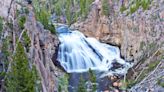 Young child spotted clambering over rocks on brink of Yellowstone waterfall