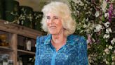 Queen Camilla Tours the Bridgerton Garden in Peacock Print Dress With Cast and Installation Inspired by Nicola ...
