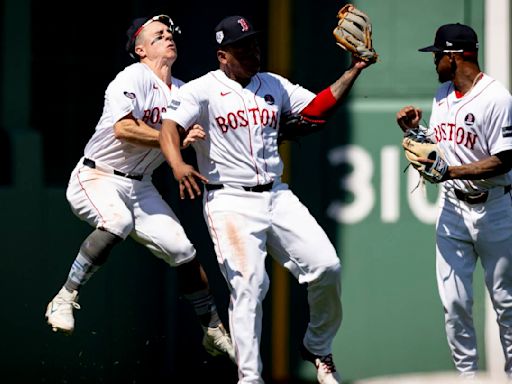 Red Sox OF Tyler O'Neill bloodied, leaves game after head-to-head collision with teammate Rafael Devers