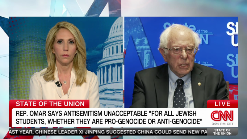 ‘Are you comfortable with that?’: Bash presses Sanders after Rep. Omar suggests some Jewish students are ‘pro-genocide’ | CNN Politics