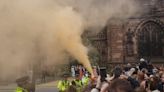 Duke of Westminster wedding: Protester sets off fire extinguisher outside Chester Cathedral