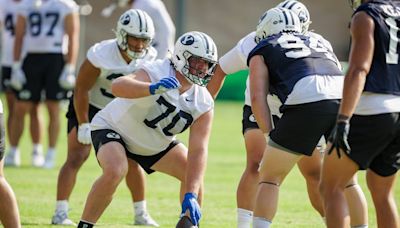 Early eyes center on offensive line as BYU finishes first week of fall camp