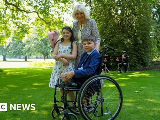 Tony Hudgell: Queen Camilla hosts boy who missed garden party