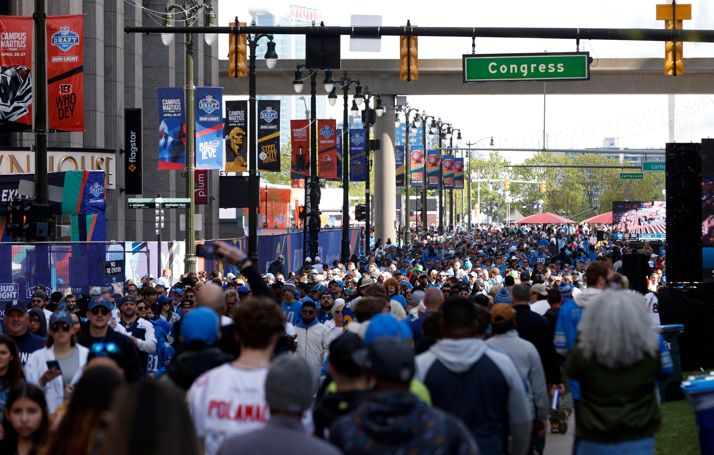 Downtown Detroit businesses within blocks of each other have vastly different NFL draft experiences