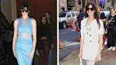 Anne Hathaway Wore a transparent Aquamarine Dress With Matching Stiletto Heels