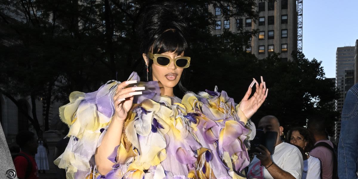 Cardi B Is a Walking Bouquet in This Funky Floral Dress