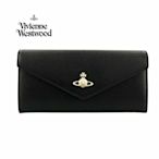 Vivienne Westwood ( 黑色 ) 信封型 真皮 防刮壓紋 兩摺長夾 皮夾 錢包｜100%全新正品｜特價 !