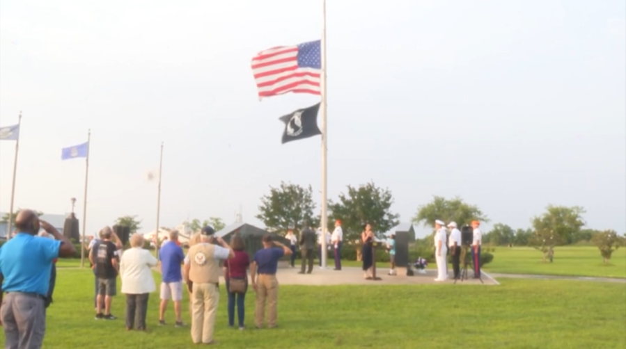 USS ALABAMA Battleship Memorial Park holds flag lowering ceremony