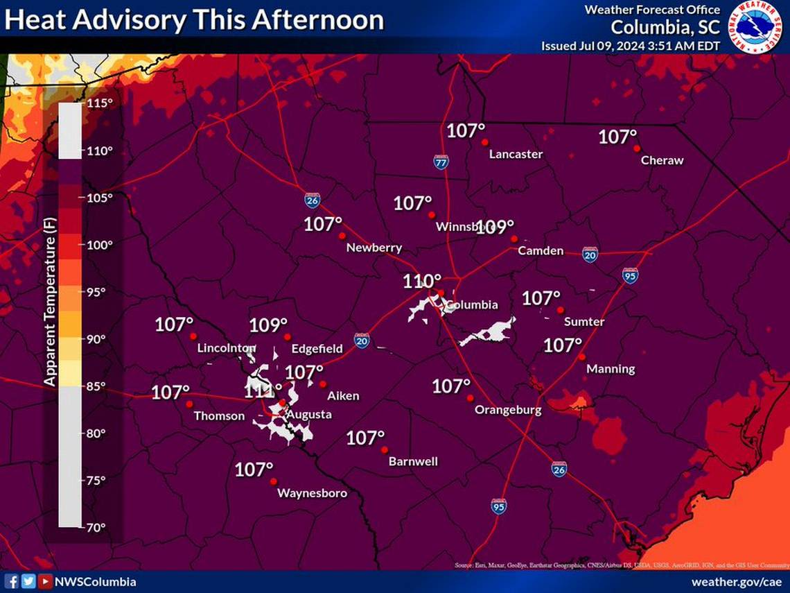 Dangerous heat expected in Columbia area. Here’s how hot temperatures could get