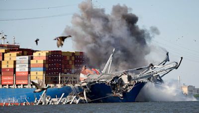 Baltimore crews use explosives to free collapsed bridge from Dali ship
