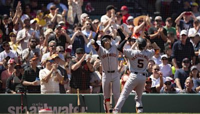 Giants' Mike Yastrzemski homers at Fenway after visit from Hall of Fame grandfather Carl