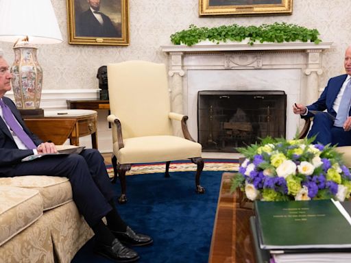 Biden claims he's 'never once spoken' to Powell as president, but they met in Oval Office in 2022