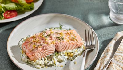 Poached Salmon With Zucchini Tzatziki