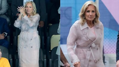 Jill Biden Puts Sheer Spin on the Classic Trenchcoat at the 2024 Paris Olympics