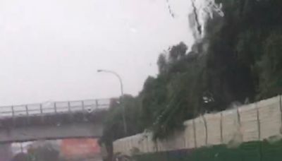 影／上班注意！豪雨狂降中台灣 國道后里段水淹半輪胎高