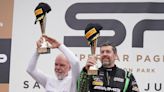 Loggie and Neary on the GT Cup podium at Oulton Park