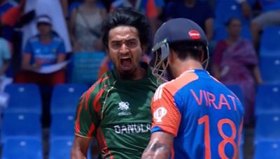 Bangladesh's Tanzim Hasan angrily stares at Virat Kohli, gives aggressive send-off after castling India star in T20 WC