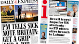Newspaper headlines: EU olive branch and PM targets 'sick note culture'