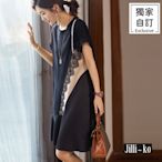 JILLI-KO 蕾絲拼接魚尾連衣裙- 黑色