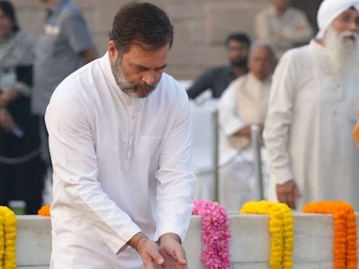 On Gandhi Jayanti, Rahul Gandhi leads tributes at Rajghat