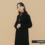 H:CONNECT 韓國品牌 女裝-排扣附腰帶長版外套-黑