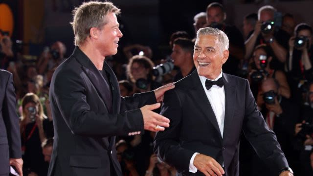 Brad Pitt & George Clooney Dance at ‘Wolfs’ Premiere in Venice Video