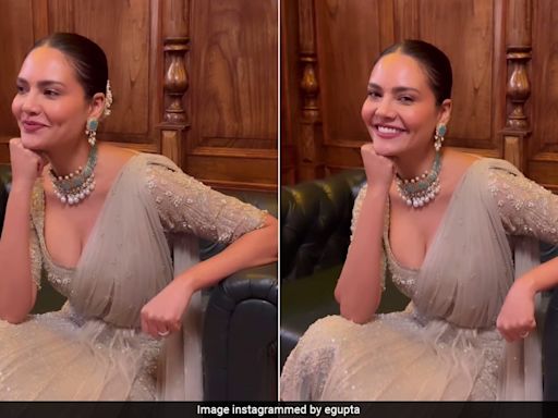 Esha Gupta In An Elegant Beige Lehenga Hit All The Right Festive Notes