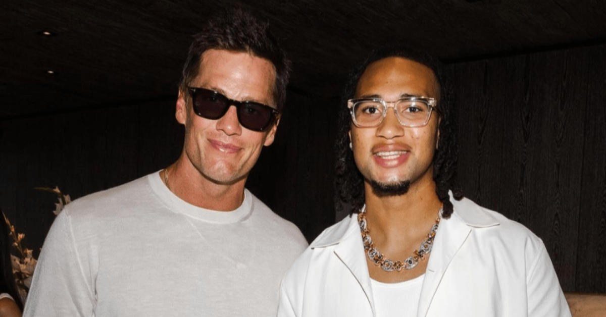 C.J. Stroud attends celebrity White Party and beats Tom Brady in beach football game