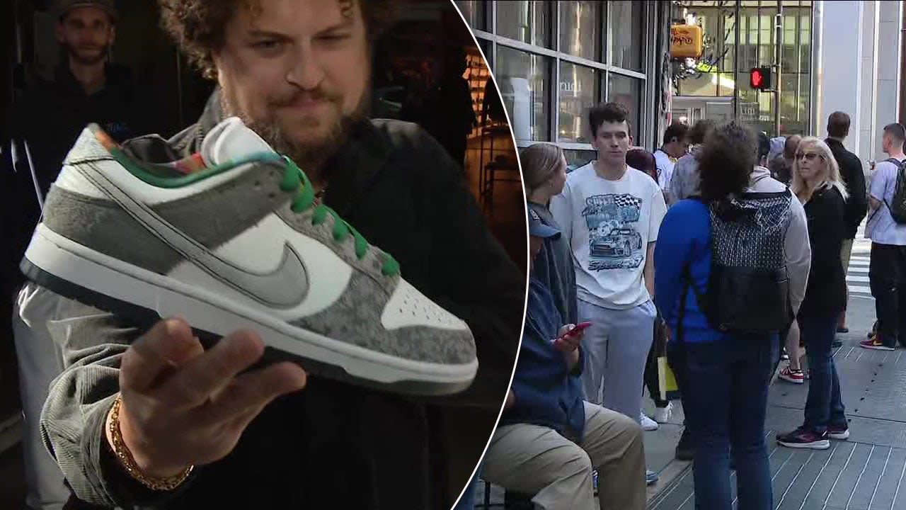 Philly Nike Dunks: Sneakerheads wrap around the block to buy Philly-inspired sneakers