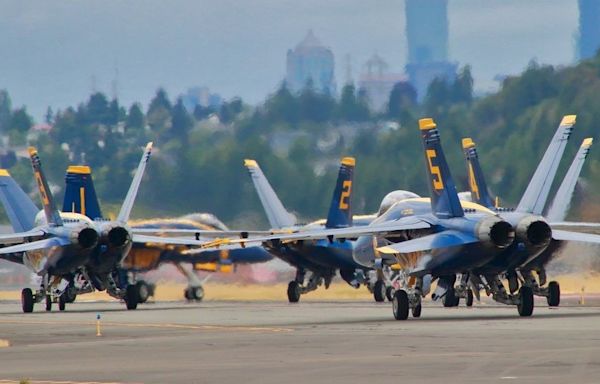 Blue Angels touch down at Boeing Field for Seafair week festivities