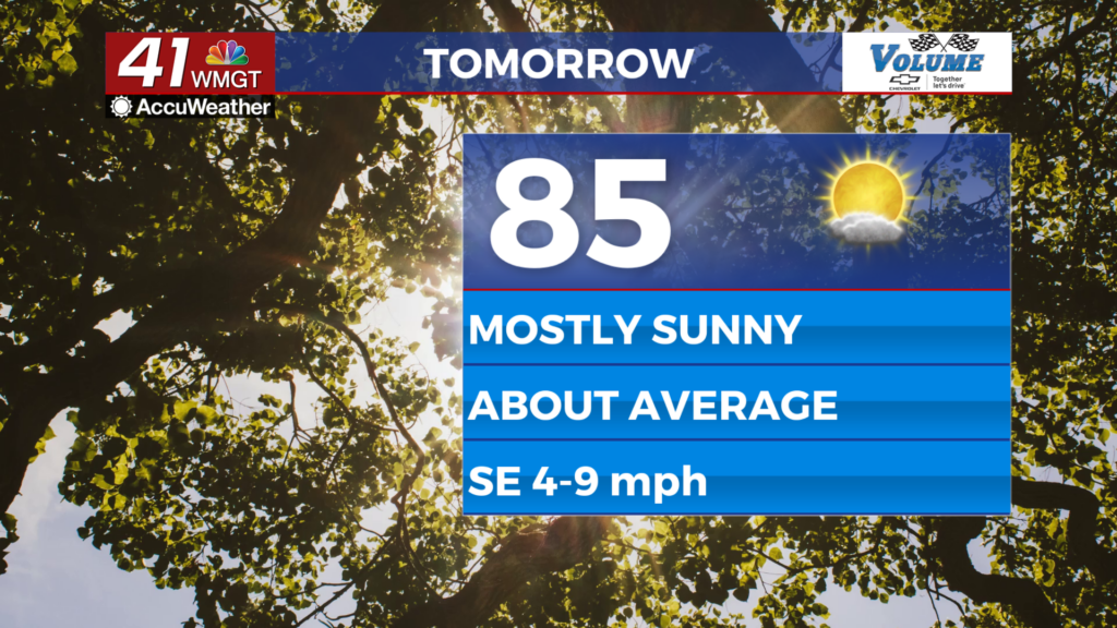 Temperatures return to average Tuesday - 41NBC News | WMGT-DT