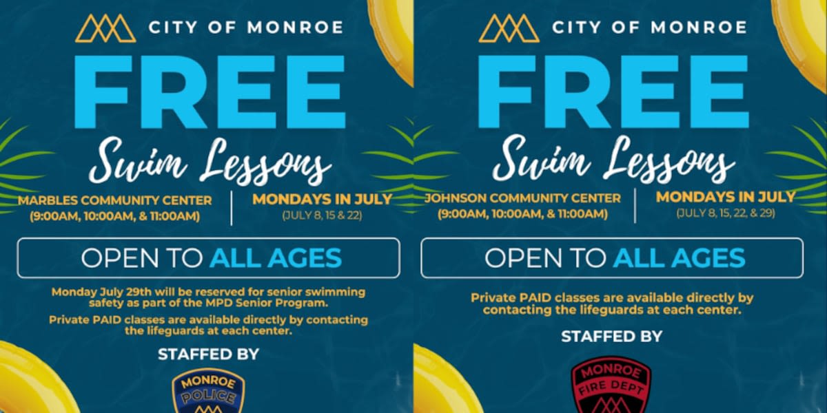 Monroe authorities and first responders offering free swim lessons in July