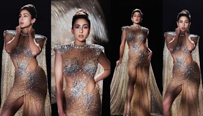 Sara Ali Khan Dazzles In A Glamorous Golden Gown With A Bold Thigh-high Slit