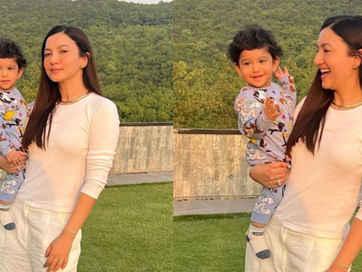 Gauahar Khan asks paps not to shout and startle son Zehaan as they pose together | - Times of India