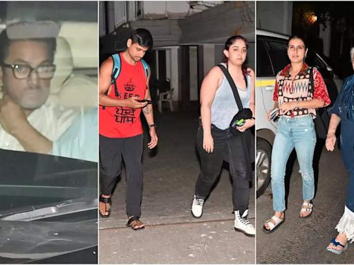 Aamir Khan, Ira Khan, Nupur Shikhare, Fatima Sana Shaikh and other family members visit Reena Dutta's house after her father's passing | Hindi Movie News...