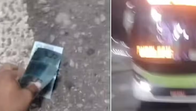 Motorista de ônibus encontra notas de 100 reais em rua do RJ; veja vídeo