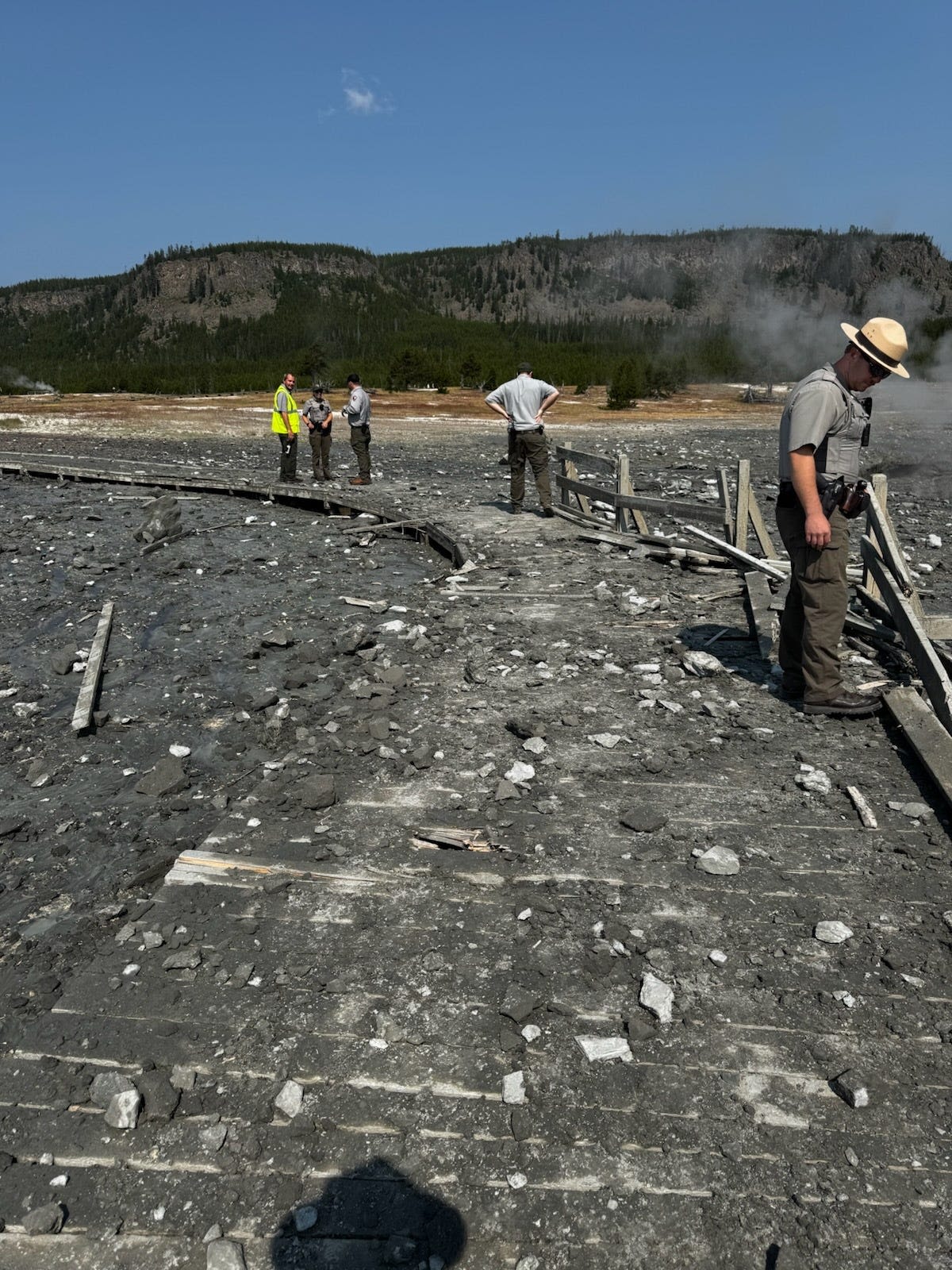 Yellowstone shuts down Biscuit Basin for summer after hydrothermal explosion damaged boardwalk