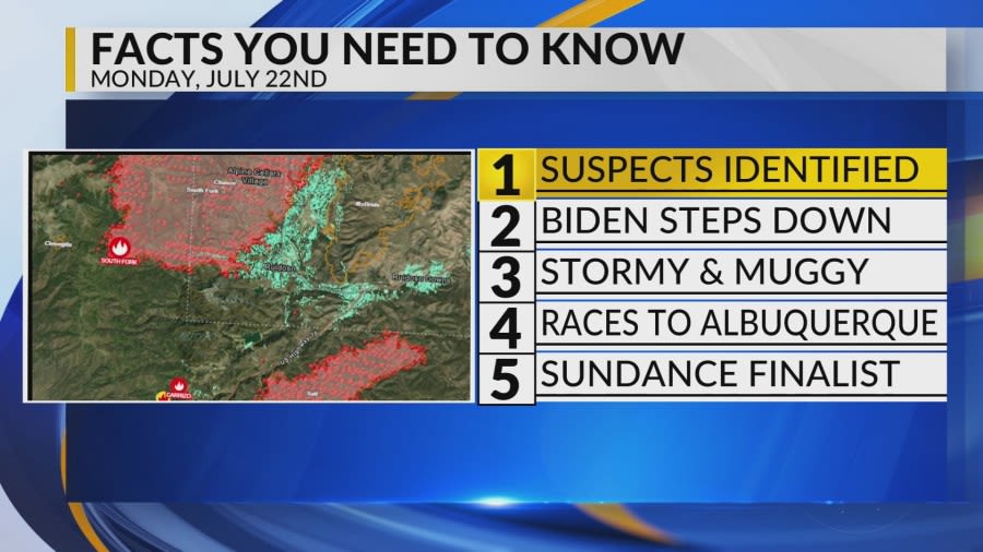 KRQE Newsfeed: Salt Fire update, Biden steps down, Stormy weather continues, Horse racing update, Sundance Festival