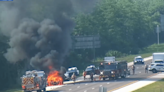 Car fire on I-75 northbound closes multiple lanes