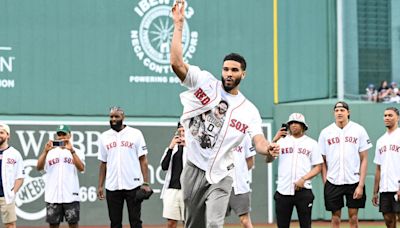 NBA champion Celtics throw first pitches before Red Sox game