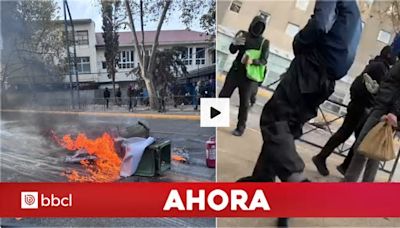 Instalan barricadas en el exterior del Liceo Lastarria en Providencia: cierran dos estaciones de Metro