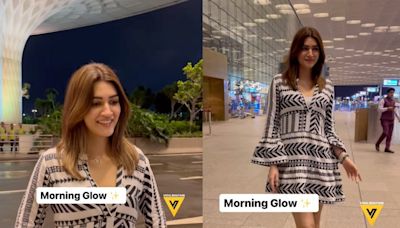 Kriti Sanon Flashes Million Dollar Smile, Keeps It Comfy and Causal In A Little Black And White Dress; Watch - News18