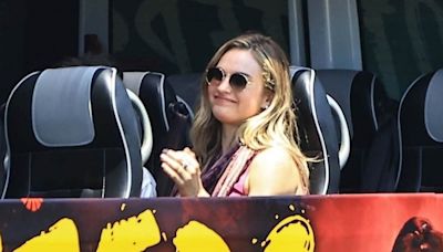 Lily James spotted in California as she films scenes for Swiped