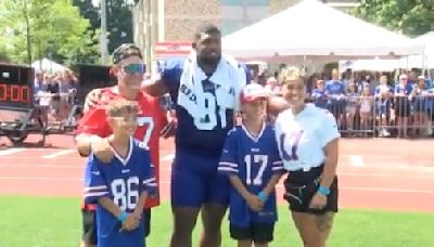 Spencerport family returns interception football to Ed Oliver at Bills camp